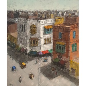 Zahid Saleem, 30 x 36 Inch, Acrylic on Canvas, Cityscape Painting, AC-ZS-170